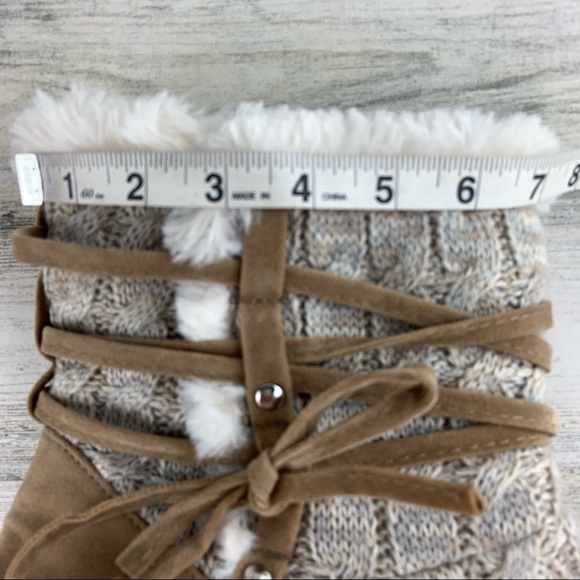 MUK LUKS Tan Grey Sweater Knit Booties Size 11 - Picture 7 of 10